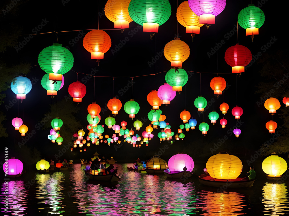Enchanted Skylights: Whimsical Lantern Festival in the Magical Realm, Generative AI Enchanted Skylights: Whimsical Lantern Festival in the Magical Realm, Generative AI