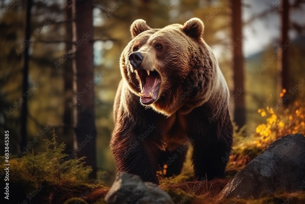 Fototapeta premium brown bear in the woods