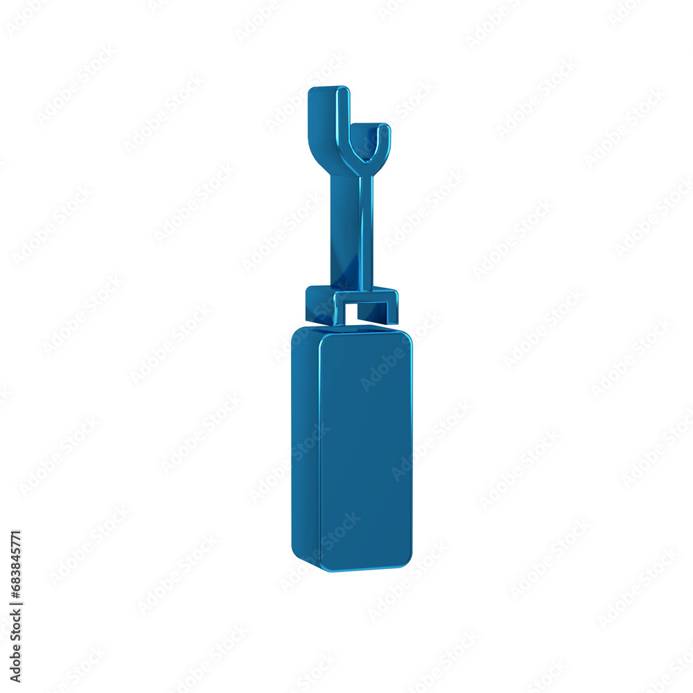 Blue Awl tool with wooden handle icon isolated on transparent background. Work equipment tailor industry. Blue Awl tool with wooden handle icon isolated on transparent background. Work equipment tailor industry.