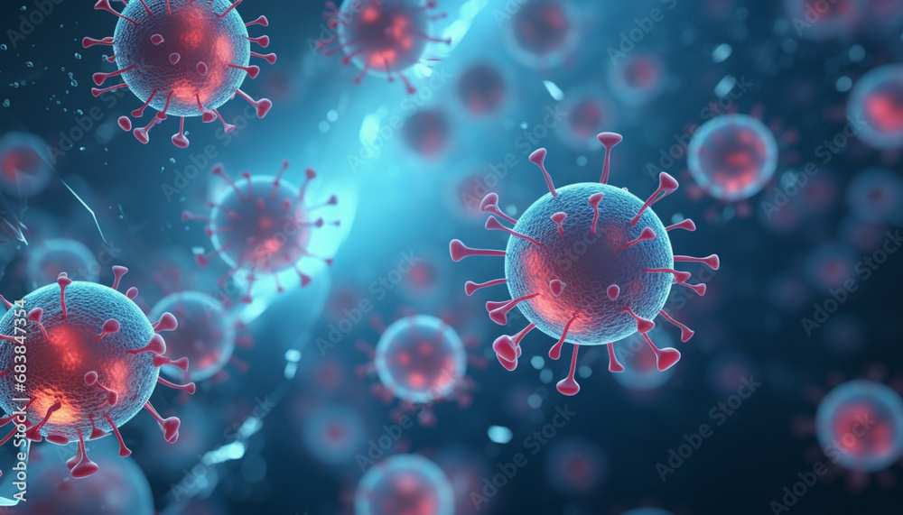 3d icon viral cell bacterium - obrazy, fototapety, plakaty 