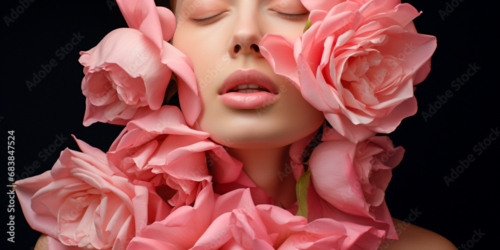 Glow with pink delight! This whimsical photo captures the essence of blossoming joy and the vibrant spirit of discovering nature's treasures. Roses On My Face, Nature Is My Makeup