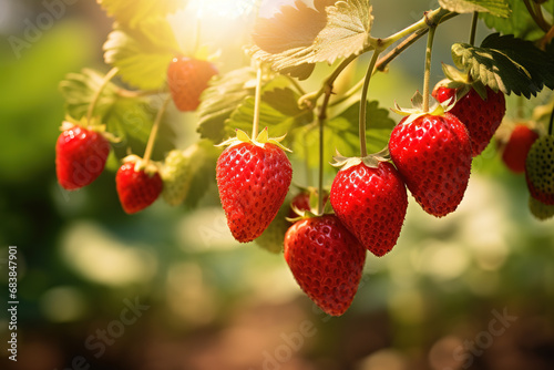 Ripe Strawberries on the Vine