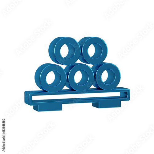Blue Sushi on cutting board icon isolated on transparent background. Asian food sushi on wooden board.