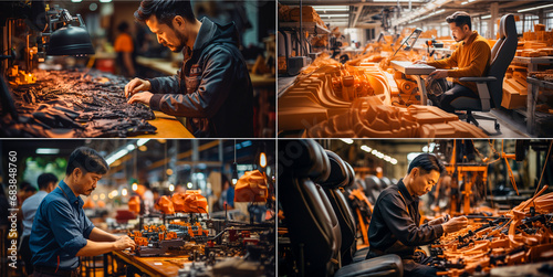 Precision, dedication and teamwork - this amazing image captures the unwavering focus of Chinese factory workers as they painstakingly assemble parts for high-quality chairs