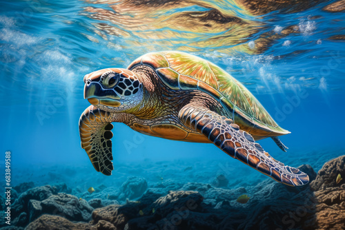 Hawaiian Green Sea Turtle (Chelonia mydas) © mila103