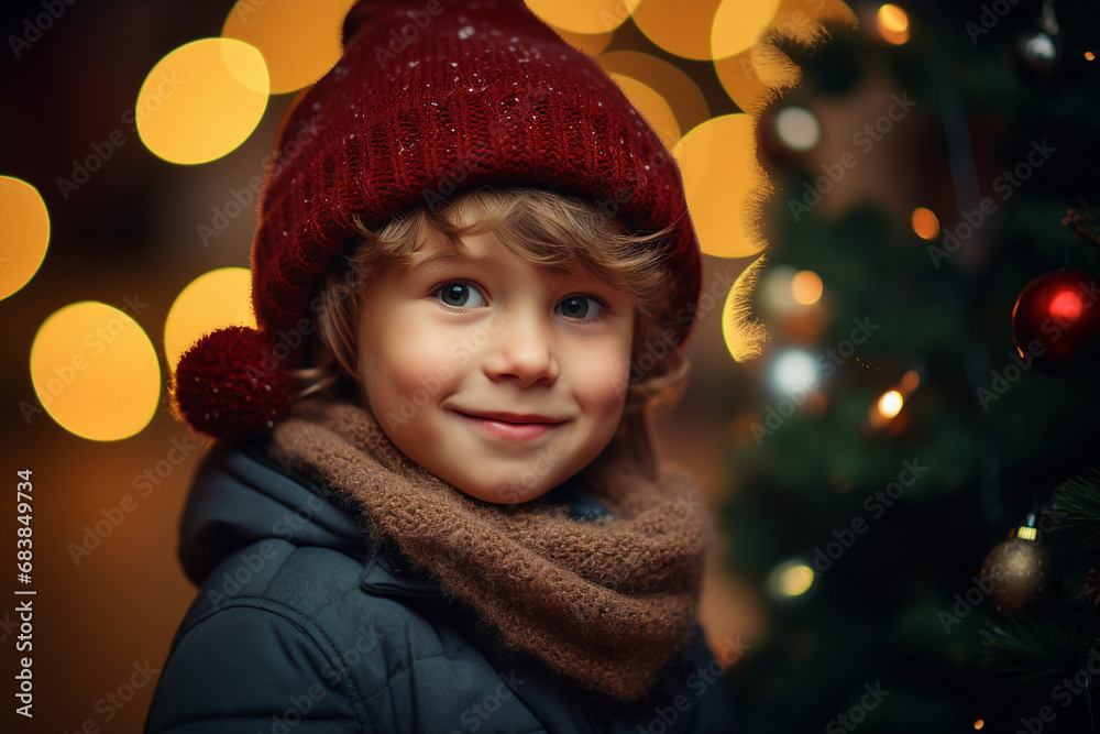Generative AI portrait of cute Young boy girl enjoy winter holidays xmas x mas eve decorated room Generative AI portrait of cute Young boy girl enjoy winter holidays xmas x mas eve decorated room