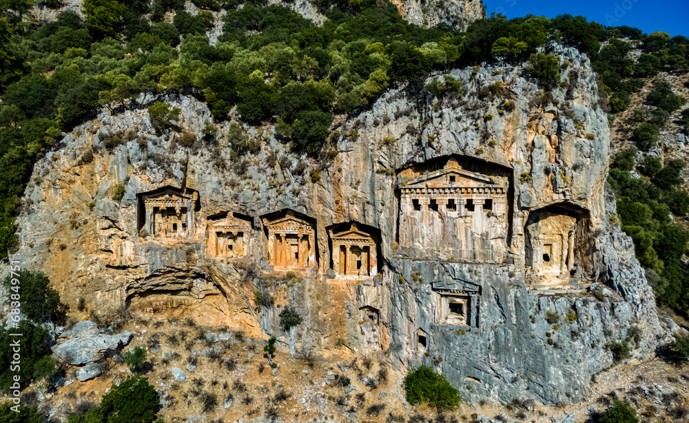 Lycian rock cut tombs of Dalyan in Mugla Province, Turkey