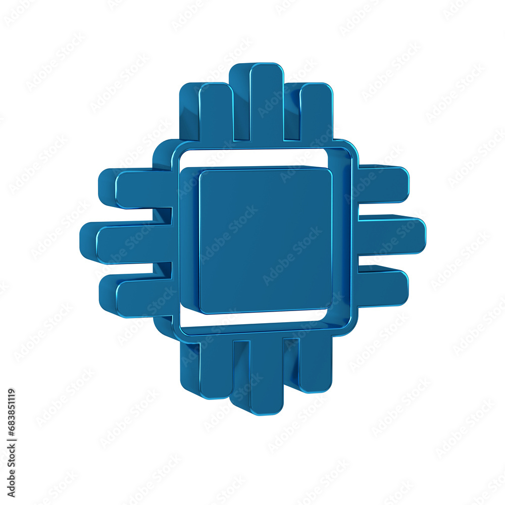 Obraz premium Blue Computer processor with microcircuits CPU icon isolated on transparent background. Chip or cpu with circuit board. Micro processor.