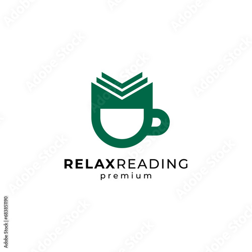 book and cup for food or drink education logo design