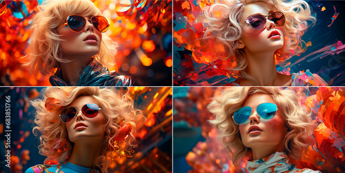 Enjoy the starry vibes in these stunning shades! Space Princess Goals. Sunglasses Slay. Don't you love her ethereal nebula hairstyle that matches the distant cities reflected in her sunglasses?