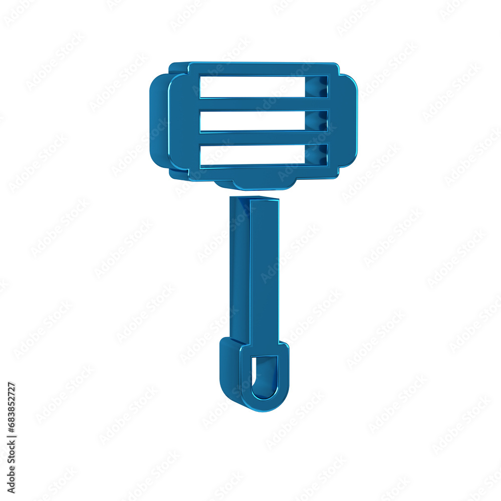 Blue Shaving razor icon isolated on transparent background.