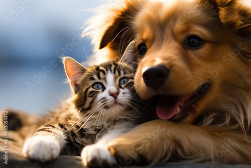 cat and dog together Animal friendship © Muhammad Ishaq