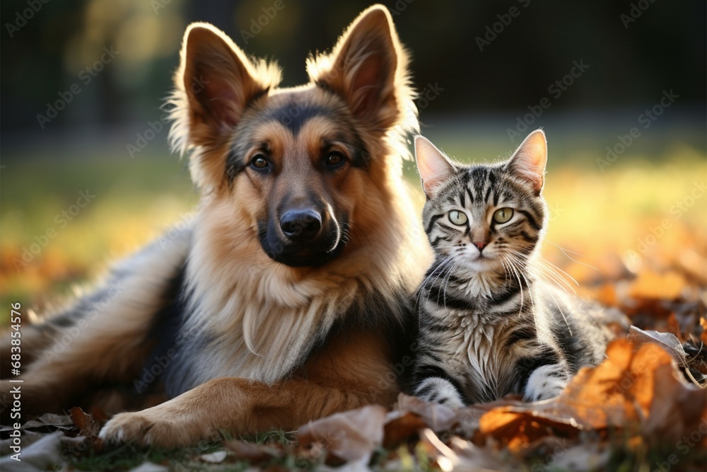 cat and dog together Animal friendship