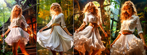 A girl in a white skirt dances in the forest, Can you feel the rhythm in the air? This beautiful girl in a flowing white dress brings pure elegance to the dance floor! DanceIn Style