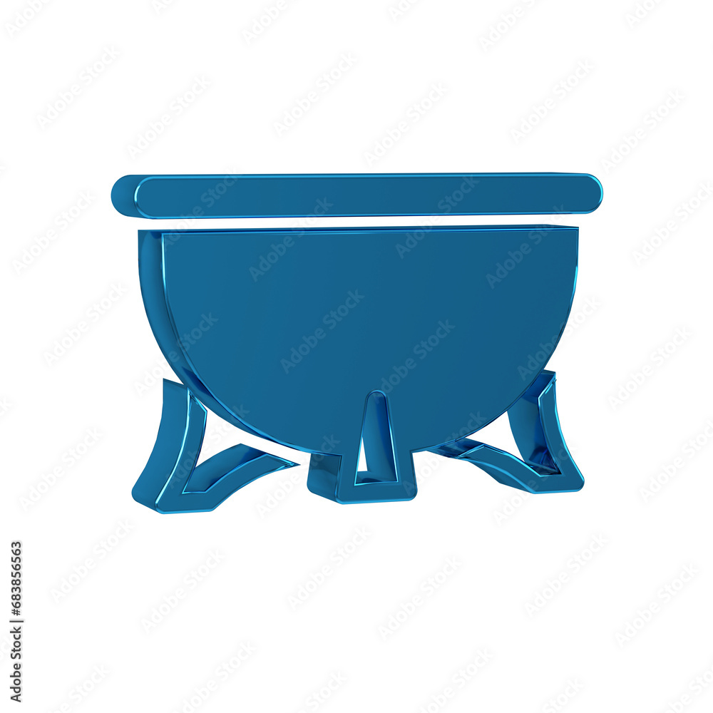 Blue Halloween witch cauldron icon isolated on transparent background. Happy Halloween party.