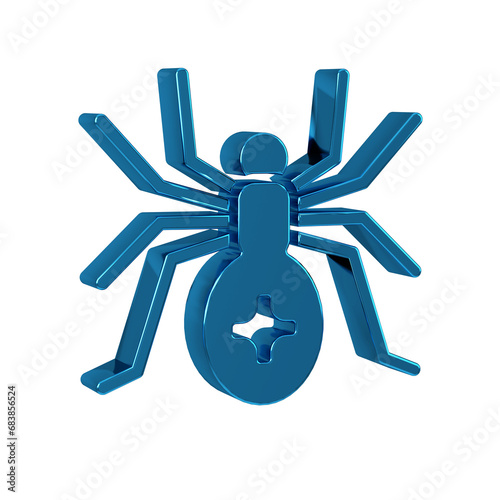 Blue Spider icon isolated on transparent background. Happy Halloween party.