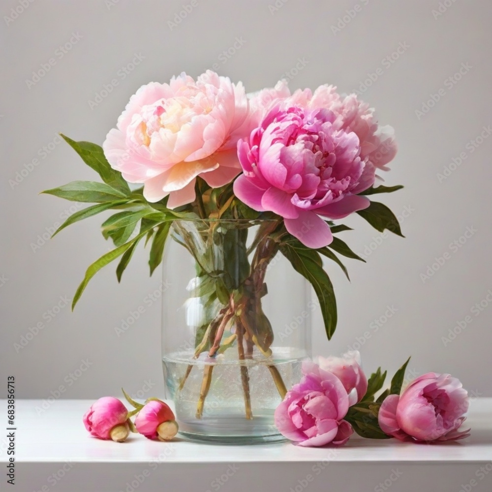 Obraz premium bouquet of pink roses in vase