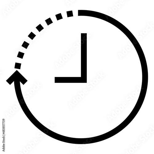 Clock cycle icon in line style with arrows, clock hand. Clock cycle icon for time tracking at work. Use pixel perfect line cycle icon on web site design, presentation, app, UI. Cycle line art logotype