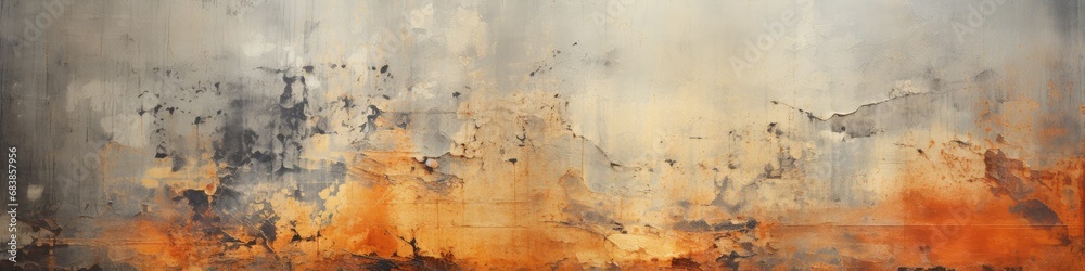 Abstract Painting with Orange and Gray Color Scheme