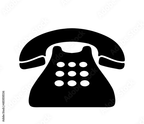 Ikona starego telefonu analogowego na białym tle