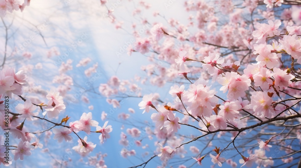 Delicate cherry blossoms dancing in the spring breeze.