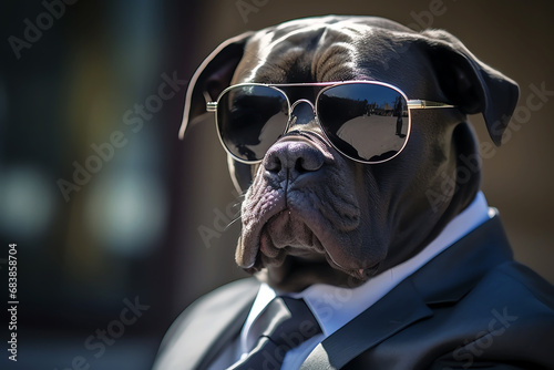 cane corso in the street, AI generated photo
