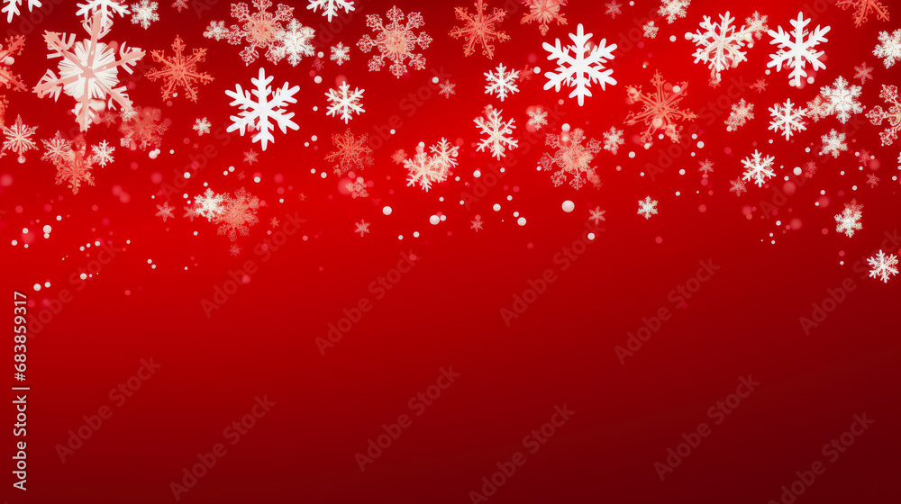 White snowflakes on a red background. Seamless pattern.