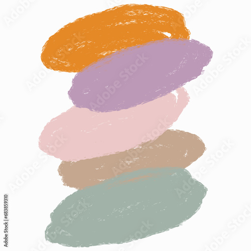 Abstract hand drawn curly brush strokes, creative illustration, artistic color palette