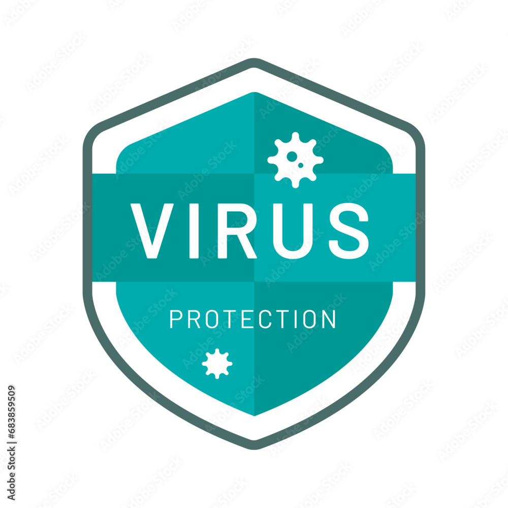 Virus shield symbol on white background. Vector illustration Virus shield symbol on white background. Vector illustration