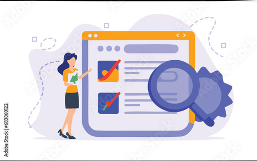 illustration of a woman with search engine