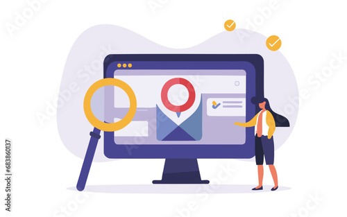 illustration of a woman with search engine