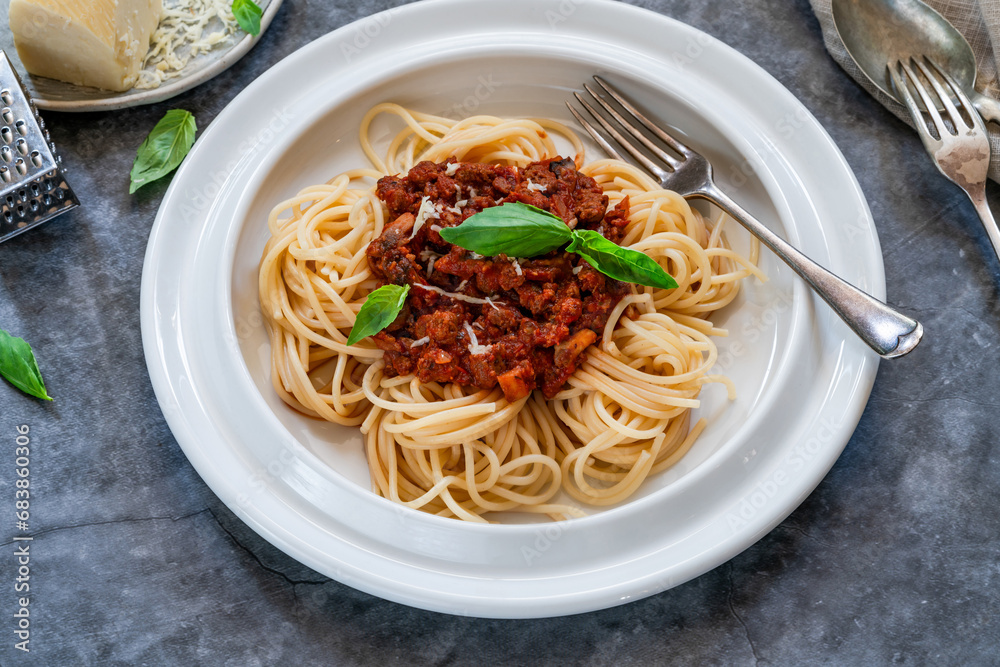 Vegetarian meat free spaghetti bolognese with quorn mince Vegetarian meat free spaghetti bolognese with quorn mince