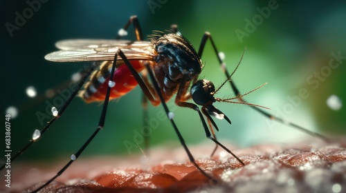 Closeup macro shot of Aedes Aegypti Dengue Fever mosquito, Dengue outbreak in Bangladesh, India, Pakistan, Malaysia South Asia © Mohammad