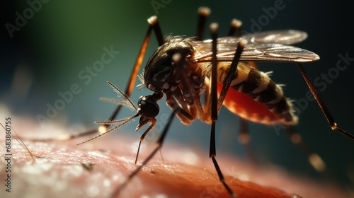 Closeup macro shot of Aedes Aegypti Dengue Fever mosquito, Dengue outbreak in Bangladesh, India, Pakistan, Malaysia South Asia © Mohammad