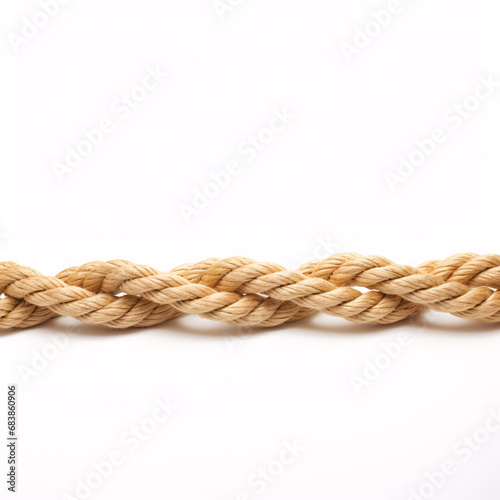 A length of cord isolated on a pale colored backdrop.