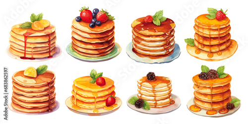 watercolor pancakes vectors