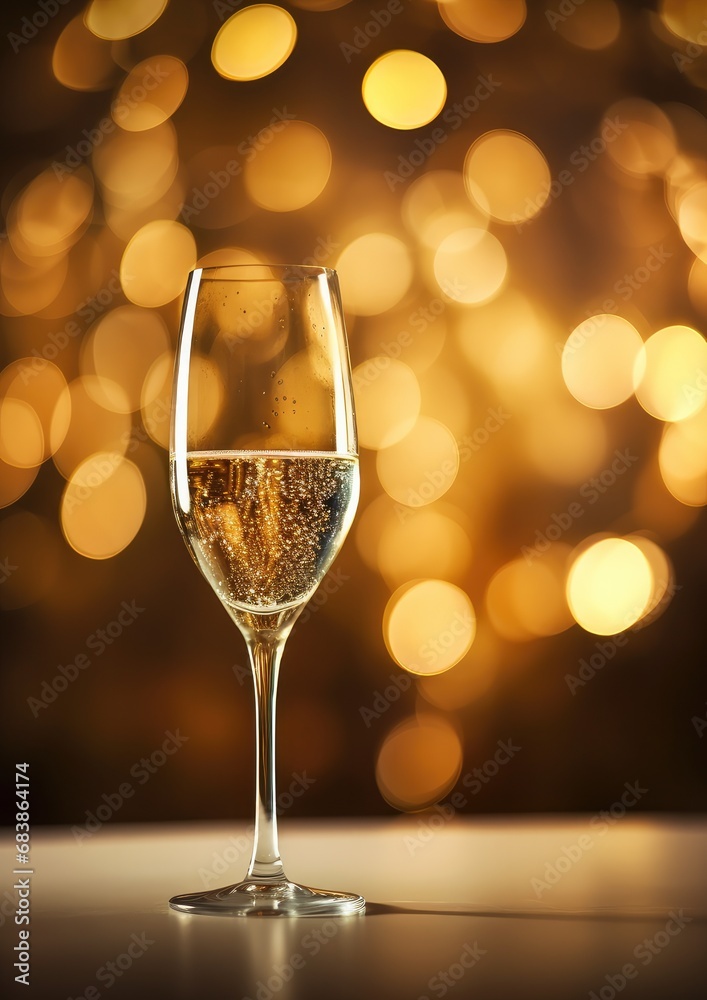 Sparkling champagne in a glass ready to celebrate a Happy New Year. Generative AI. Sparkling champagne in a glass ready to celebrate a Happy New Year. Generative AI.