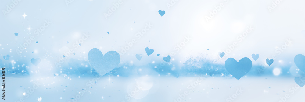 Valentine's day greeting card with hearts and lights on blue background
Valentine's day greeting card with hearts and lights on blue background