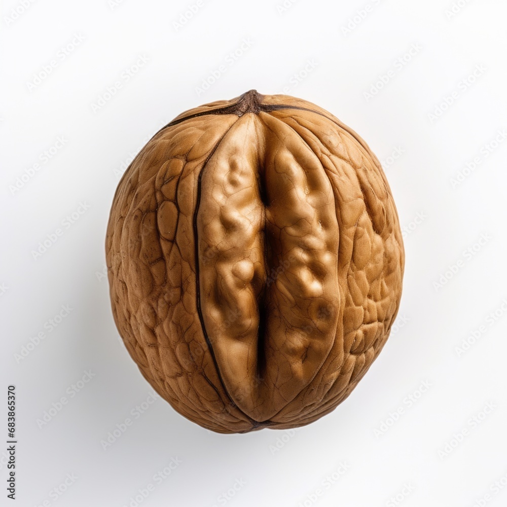 Obraz premium Discover the Intricate Beauty of a Single Walnut Against a Crisp White Background Generative AI