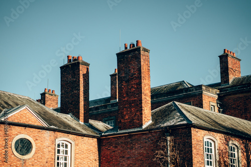 Typical British stone architecture building in the countryside in North England photo