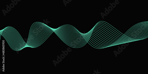 Abstract Black background with a glowing abstract waves. Abstract wave element for design. Digital frequency track equalizer, Futuristic background design. Long exposure, Light painting photography.