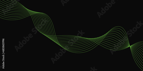 Abstract Black background with a glowing abstract waves. Abstract wave element for design. Digital frequency track equalizer, Futuristic background design. Long exposure, Light painting photography.