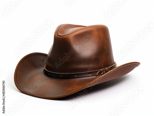 Uncover the Classic Appeal: Exquisite Leather Cowboy Hat Isolated Generative AI