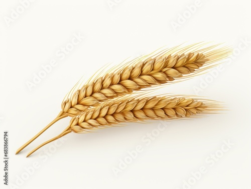 Discover the Beauty of a Single Wheat Ear - Nature's Golden Jewel on a White Canvas Generative AI