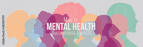 May is Mental Health Awareness Month banner. photo
