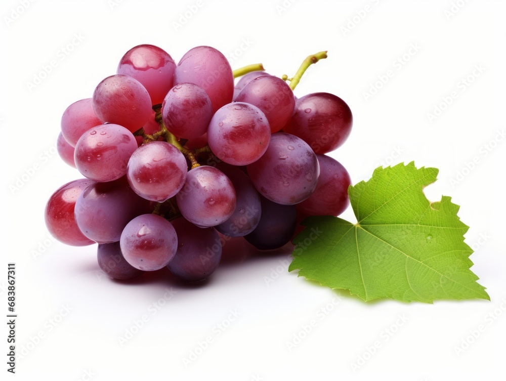 Unveiling Nature's Beauty: Lush Red Grapes Nestled Next to a Leaf Generative AI Unveiling Nature's Beauty: Lush Red Grapes Nestled Next to a Leaf Generative AI