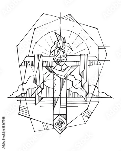 Christian religious cross and symbols illustration (ID: 683867768)