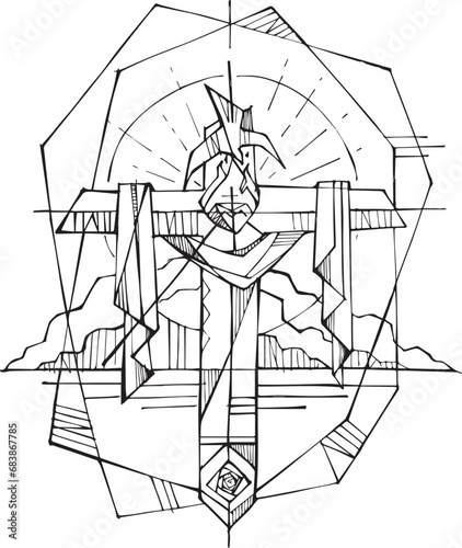 Christian religious cross and symbols illustration (ID: 683867785)