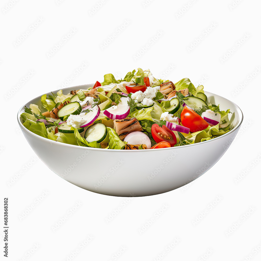 salad with tomatoes and cucumbers , isolated on white background