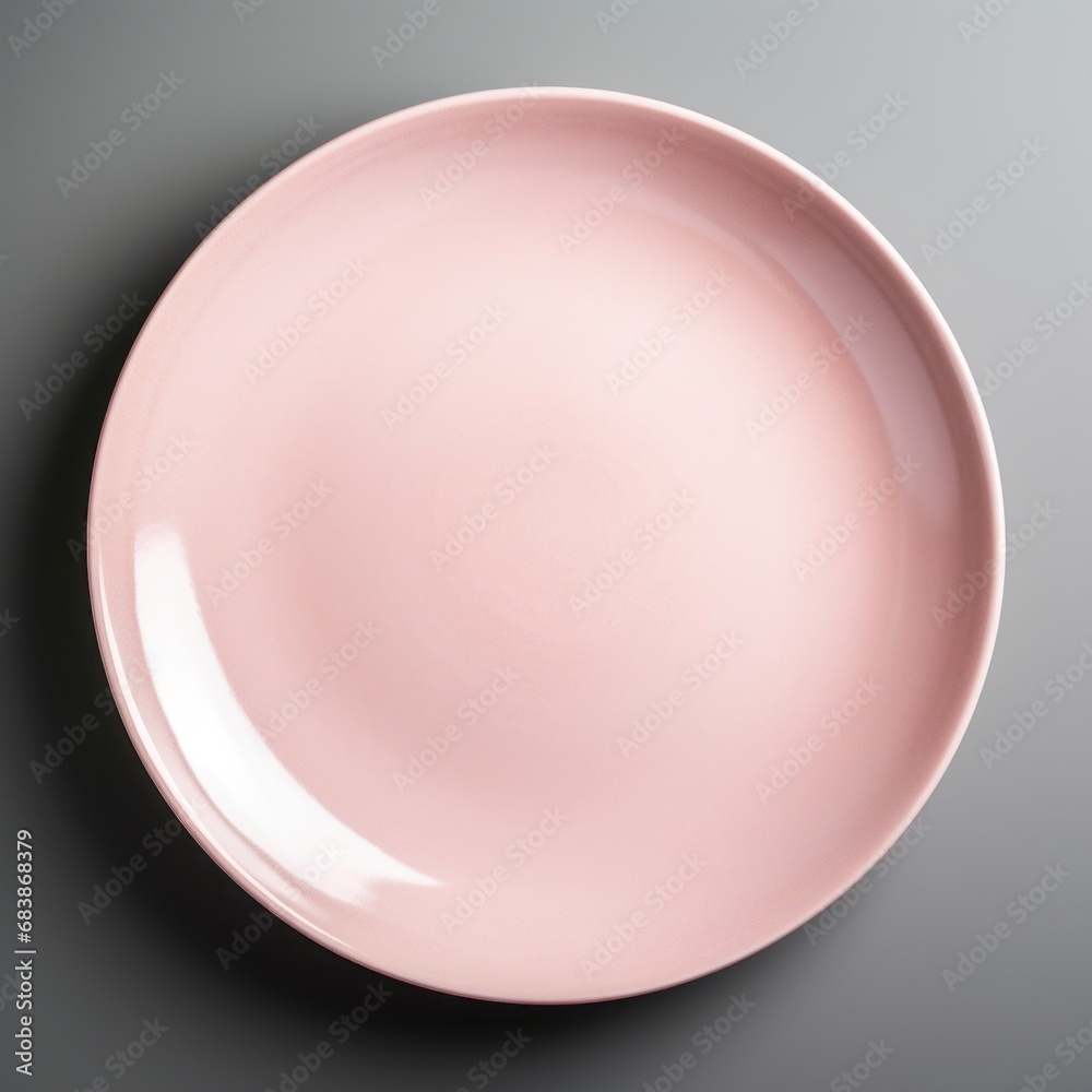 Unveiling Elegance: A Closer Look at the Chic Pink Plate Against a Pristine White Backdrop Generative AI